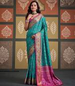 Traditional designer patola silk blend sarees for festive & wedding wear