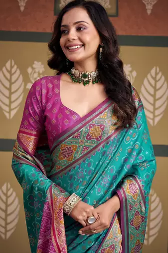  patola silk blend sarees for festive & wedding wear