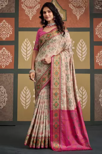 Traditional designer patola silk blend sarees for festive & wedding wear