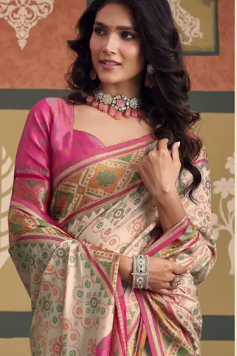  patola silk blend sarees for festive & wedding wear