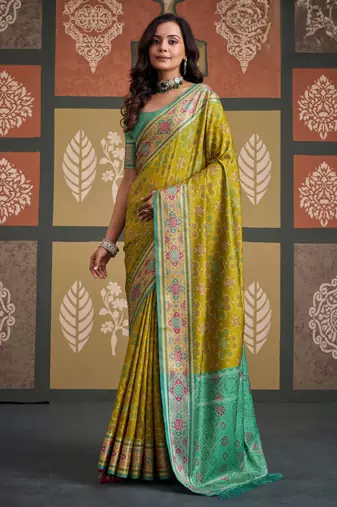 Traditional designer patola silk blend sarees for festive & wedding wear