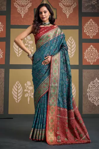 Traditional designer patola silk blend sarees for festive & wedding wear