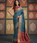 Traditional designer patola silk blend sarees for festive & wedding wear