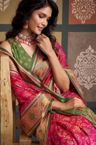  patola silk blend sarees for festive & wedding wear
