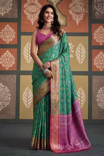 Traditional designer patola silk blend sarees for festive & wedding wear