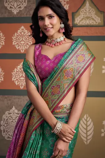  patola silk blend sarees for festive & wedding wear