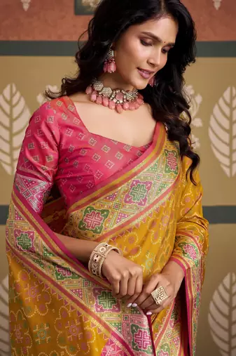  patola silk blend sarees for festive & wedding wear