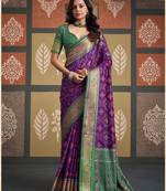 Traditional designer patola silk blend sarees for festive & wedding wear