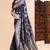 Navy blue lichi silk zari weaving saree with blouse