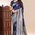 Navy blue lichi silk zari weaving saree with blouse