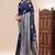 Navy blue lichi silk zari weaving saree with blouse
