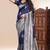 Navy blue lichi silk zari weaving saree with blouse