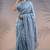Sky blue rasberry silk thread embroidery with sequins work saree with blouse