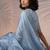 Sky blue rasberry silk thread embroidery with sequins work saree with blouse