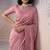 Pink rasberry silk thread embroidery with sequins work saree with blouse