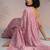 Pink rasberry silk thread embroidery with sequins work saree with blouse