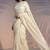 Cream rasberry silk thread embroidery with sequins work saree with blouse