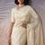 Cream rasberry silk thread embroidery with sequins work saree with blouse
