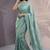 Mint green rasberry silk thread embroidery with sequins work saree with blouse