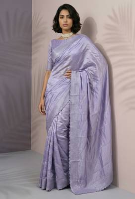 lavender rasberry silk blend thread embroidery with sequins work saree with blouse 1