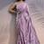 Mauve rasberry silk thread embroidery with sequins work saree with blouse