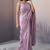 Mauve rasberry silk thread embroidery with sequins work saree with blouse