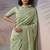 pista green rasberry silk blend thread embroidery with sequins work saree with blouse