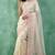 Cream chanda silk thread flower embroidery cut work saree with blouse