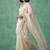 Cream chanda silk thread flower embroidery cut work saree with blouse