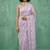 Lavender chanda silk thread flower embroidery cut work saree with blouse
