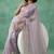 Lavender chanda silk thread flower embroidery cut work saree with blouse