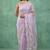 Lavender chanda silk thread flower embroidery cut work saree with blouse