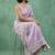 Lavender chanda silk thread flower embroidery cut work saree with blouse