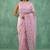 Pink chanda silk thread flower embroidery cut work saree with blouse