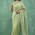 Green chanda silk thread flower embroidery cut work saree with blouse