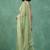 Green chanda silk thread flower embroidery cut work saree with blouse