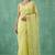 Yellow chanda silk thread flower embroidery cut work saree with blouse
