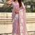 Mauve oris silk thread lotus embroidery cut work saree with blouse