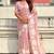 Pink oris silk thread lotus embroidery cut work saree with blouse