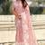 Pink oris silk thread lotus embroidery cut work saree with blouse