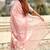 Pink oris silk thread lotus embroidery cut work saree with blouse