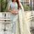 Grey oris silk thread lotus embroidery cut work saree with blouse