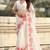 Off white oris silk thread lotus embroidery cut work saree with blouse