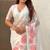 Off white oris silk thread lotus embroidery cut work saree with blouse