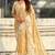 Gold oris silk thread lotus embroidery cut work saree with blouse