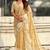 Gold oris silk thread lotus embroidery cut work saree with blouse