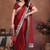 Red rangoli silk heavy thread embroidery work saree with blouse