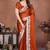 Orange rangoli silk heavy thread embroidery work saree with blouse