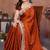 Orange rangoli silk heavy thread embroidery work saree with blouse