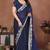 Navy blue rangoli silk heavy thread embroidery work saree with blouse